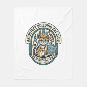 Architect Building Cat Cat Graphic Tee Art - Archi Fleece Blanket