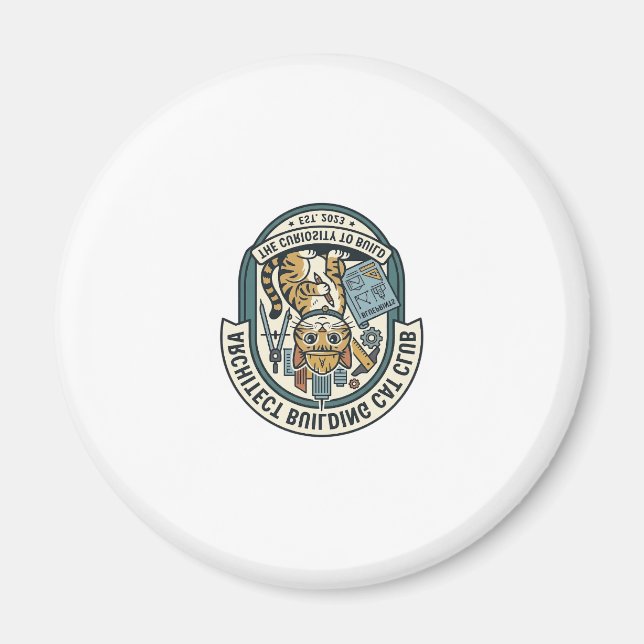 Architect Building Cat Cat Graphic Tee Art - Archi Magnet (Front)