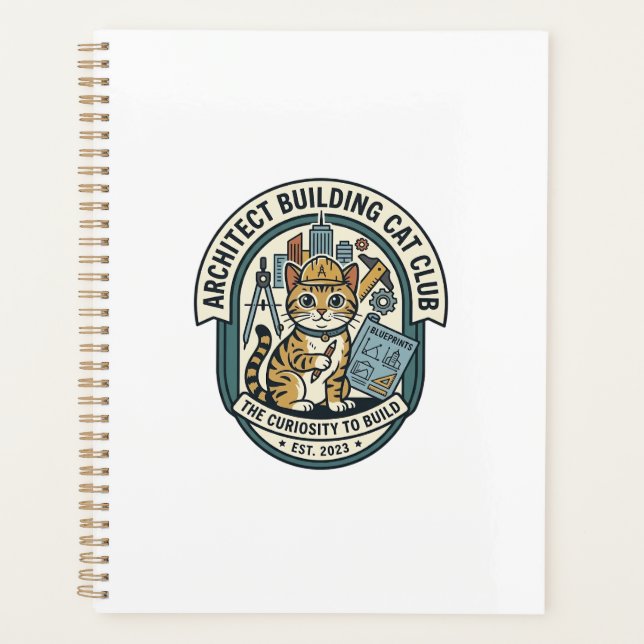 Architect Building Cat Cat Graphic Tee Art - Archi Planner (Front)