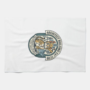 Architect Building Cat Cat Graphic Tee Art - Archi Tea Towel