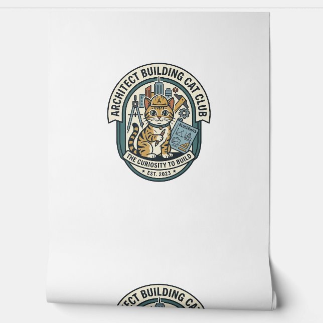 Architect Building Cat Cat Graphic Tee Art - Archi Wallpaper (Unrolling)