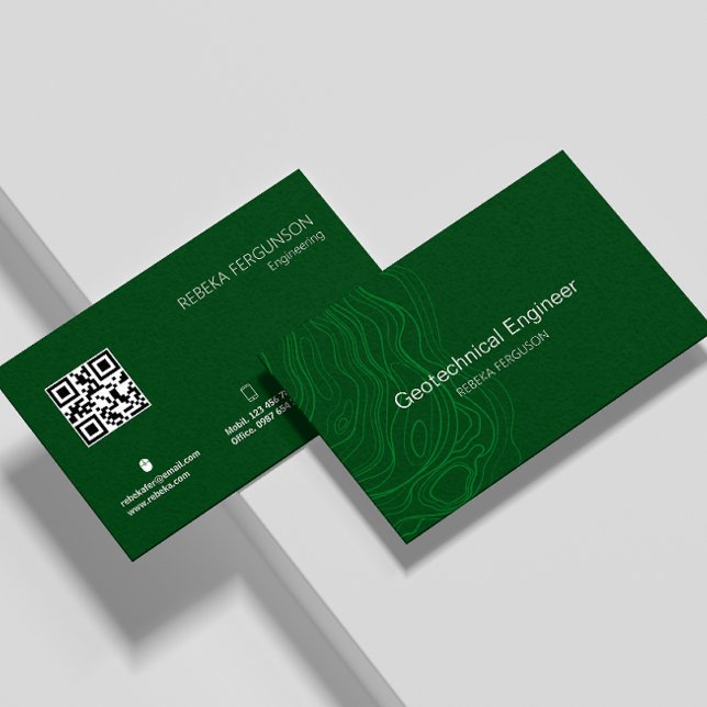 Architect Building Contractor Dark Green Qr Code Business Card (Architect Building Contractor Dark Green Qr Code Business Card)