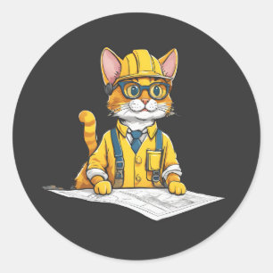 Architect Cat Classic Round Sticker