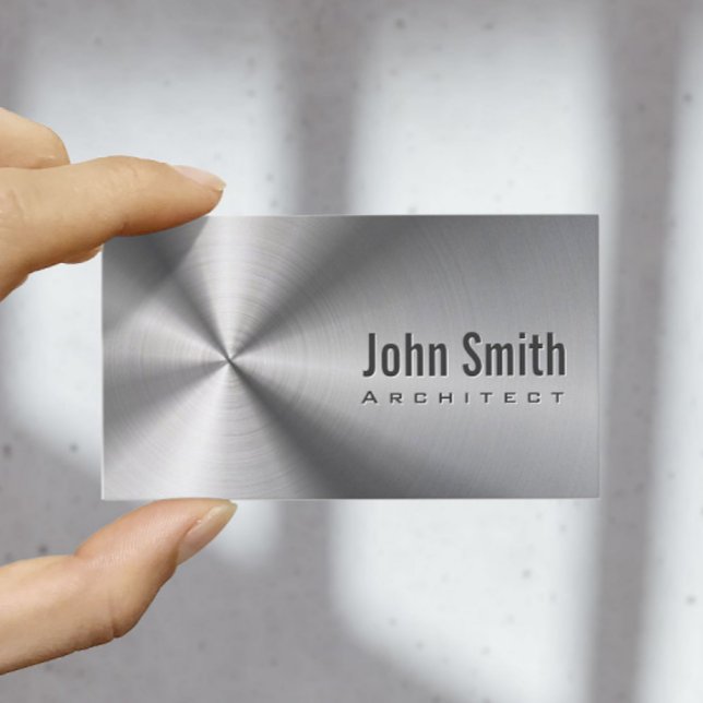Architect Construction Bold Steel Metal Business Card (Creator Uploaded)