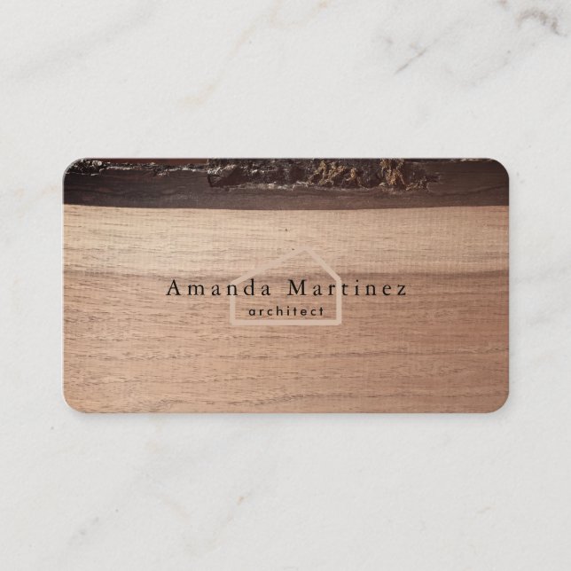 Architect Construction Home Wood Business Card (Front)