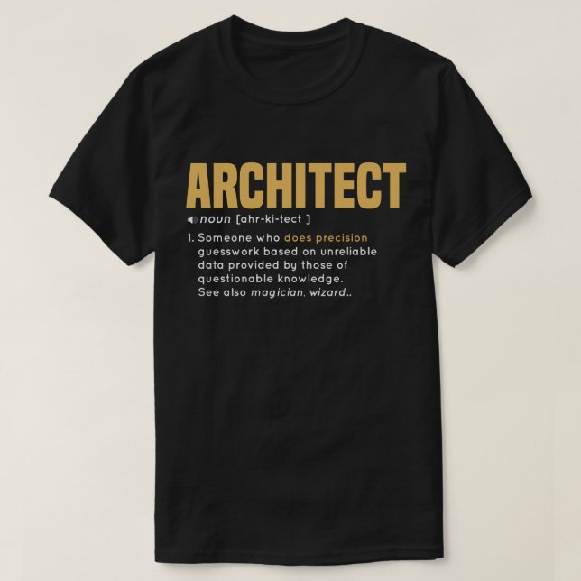ARCHITECT Definition Cool Gift with yellow colour T-Shirt (Design Front)