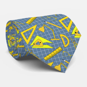 Architect Design Tools Occupation Patterned Blue Tie