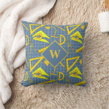 Architect Drawing Tools Patterned Blue Monogram