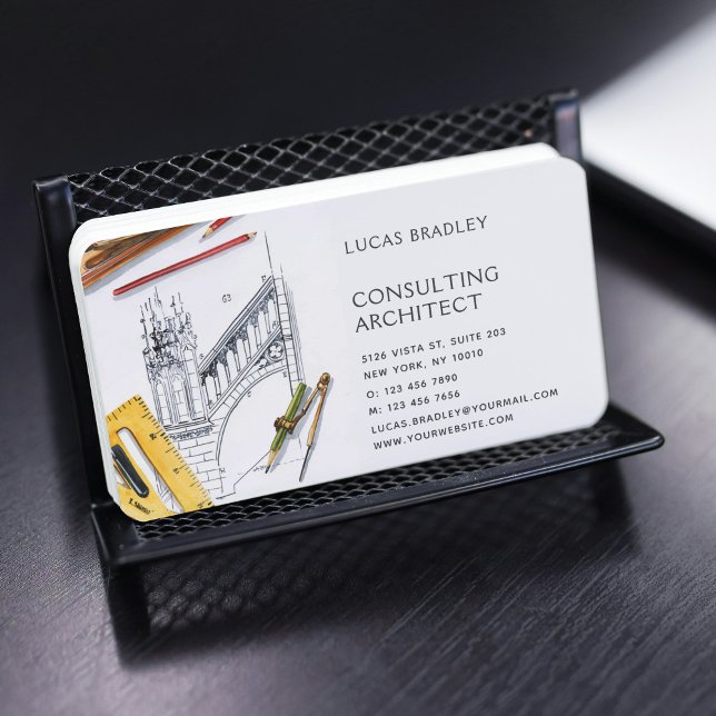 Architect Engineer Construction Drafting Modern Business Card (Creator Uploaded)