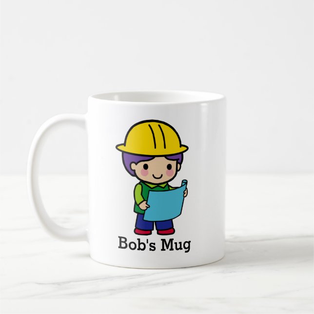 Architect Engineer Contractor with Yellow hardhat Coffee Mug (Left)