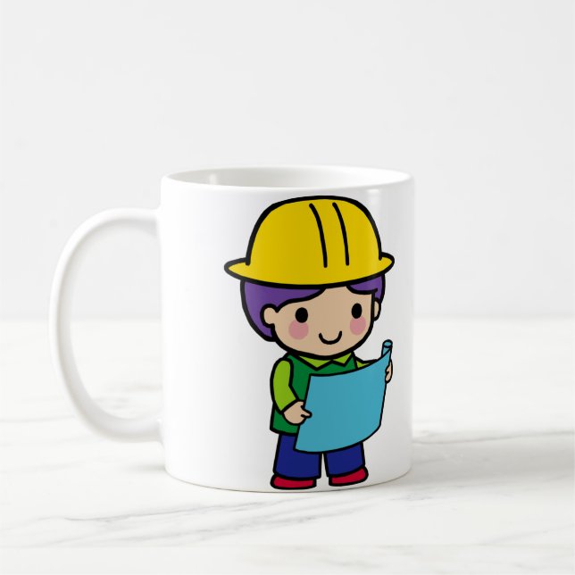 Architect Engineer Contractor with Yellow hardhat Coffee Mug (Left)