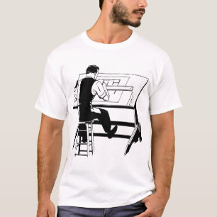 Architect engineer drafting table art illustration T-Shirt