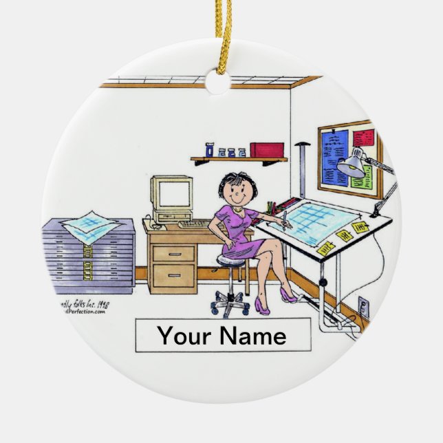 Architect/Engineer - Female Ceramic Ornament (Front)