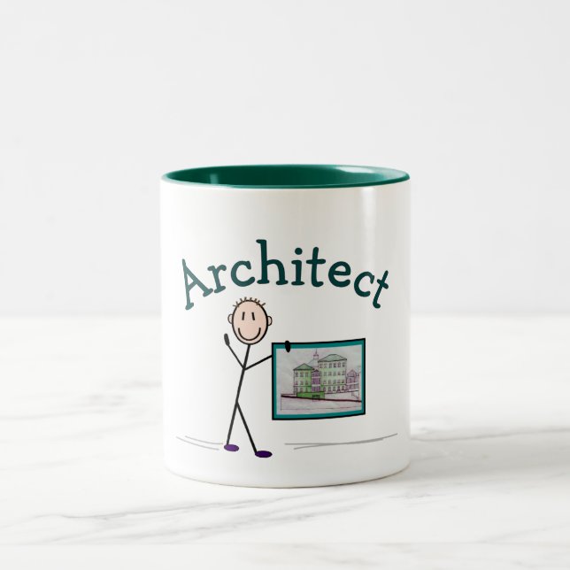 Architect Gifts--Stick Person Design Two-Tone Coffee Mug (Center)