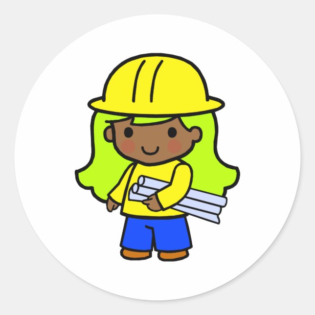 Architect Girl 1 Classic Round Sticker (Front)