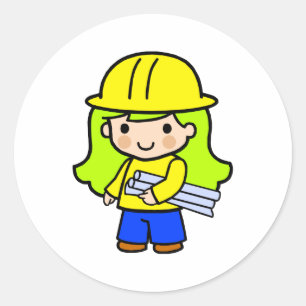 Architect Girl 2 Classic Round Sticker