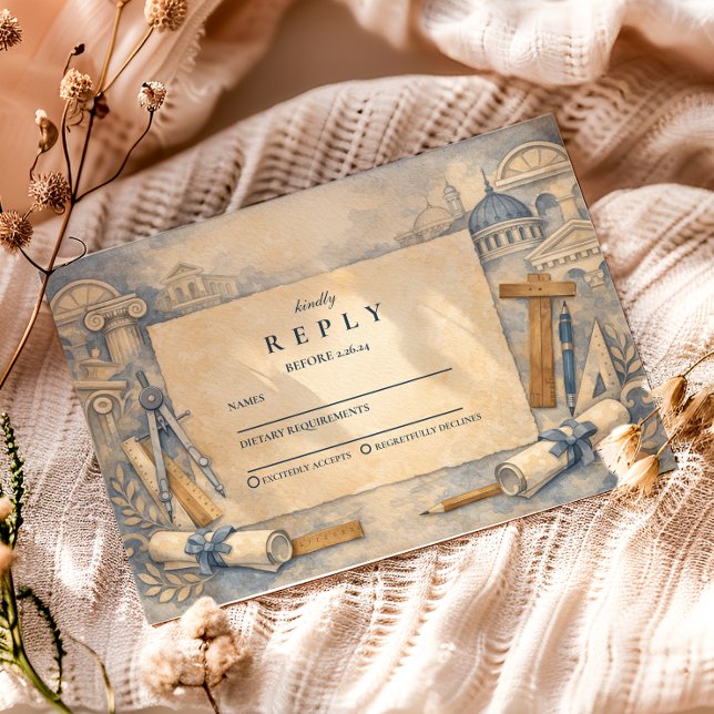 Architect Graduation Blueprint Design RSVP Card (Creator Uploaded)