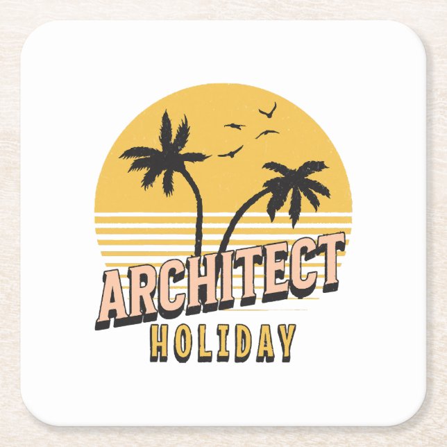Architect Holiday  Square Paper Coaster (Front)