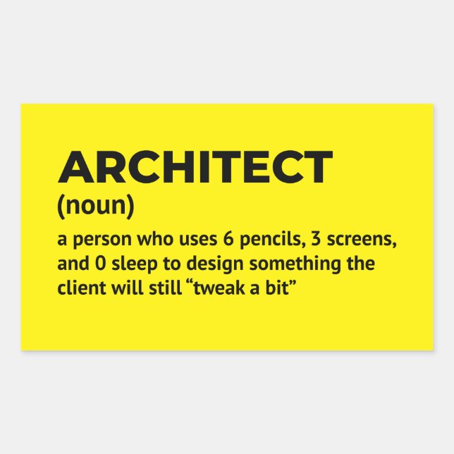 Architect Humour Definition Design Rectangular Sticker (Front)