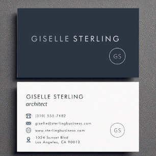 Architect Luxury Navy Blue Modern Elegant Business Card