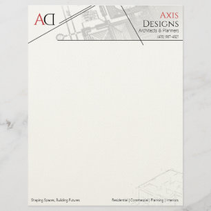 Architect Minimalist Blue Print White Custom Letterhead