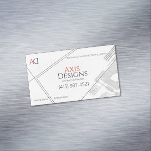 Architect Minimalist Blue Print White Magnetic Business Card