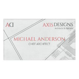 Architect Minimalist Blue Print White Name Tag