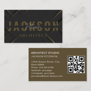 Architect Minimalist Bold Text Elegant Black qr  Business Card