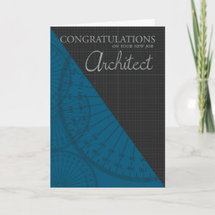 Architect - New Job - Stylish With Graph Paper Card