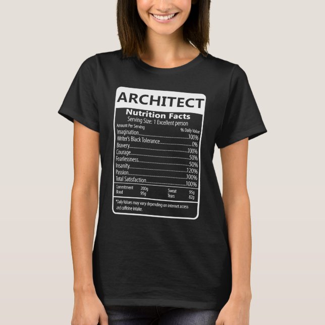 Architect Nutrition Facts Sarcastic Graphic T-Shirt (Front)