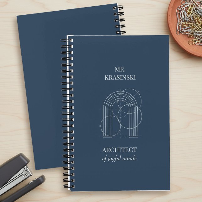 Architect of Joyful Minds Personalised Teacher Notebook (Personalized notebook, teacher appreciation gift by Darling & May)
