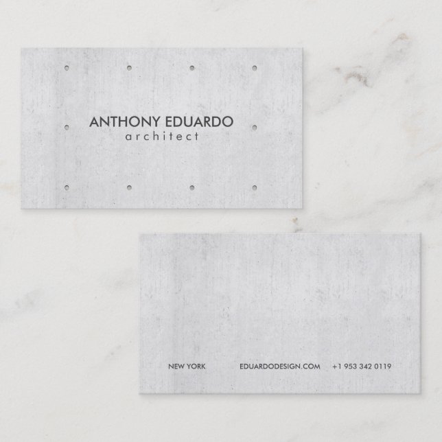 Architect professional modern grey concrete simple business card (Front/Back)