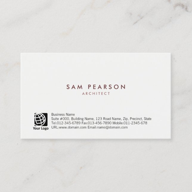 Architect Professional Skills Simple Minimal Business Card (Front)