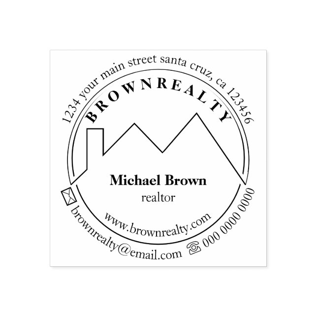 Architect Roof Simple Realtor Rubber Stamp (Imprint)