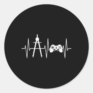 Architect Shirt Gamer Video Gaming Heartbeat Archi Classic Round Sticker