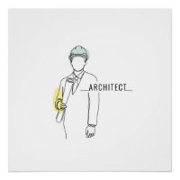 Architect simple one line art continuous