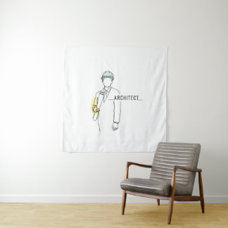 Architect simple one line art continuous tapestry