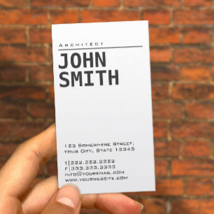 Architect Simple Plain White Professional Business Card