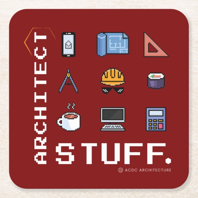 Architect Stuff underpants Square Paper Coaster (Front)