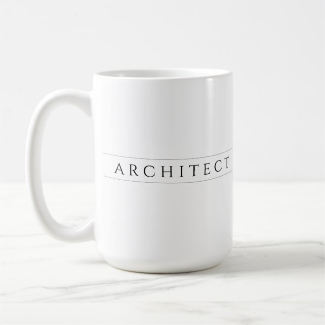 ARCHITECT Tall White Ceramic Mug / Black (Left)