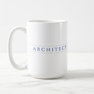 ARCHITECT Tall White Mug / Navy Blue