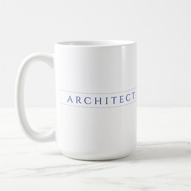 ARCHITECT Tall White Mug / Navy Blue (Left)