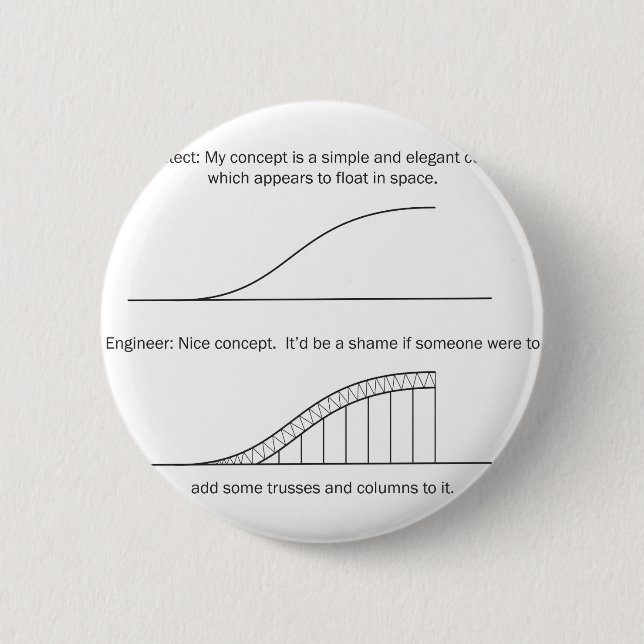 Architect vs Engineer 6 Cm Round Badge (Front)