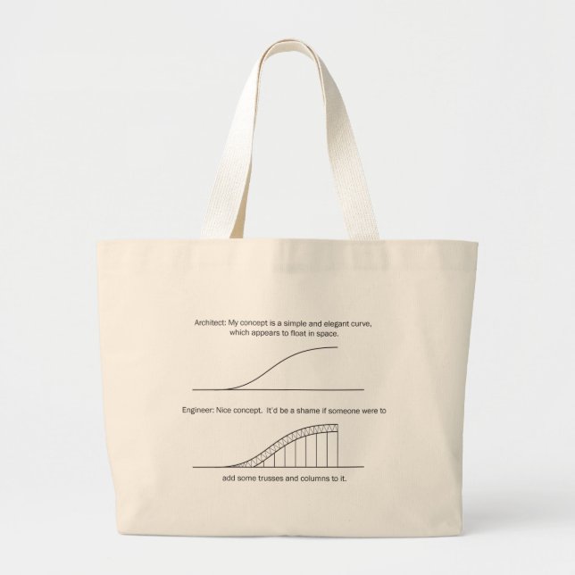Architect vs Engineer Large Tote Bag (Front)