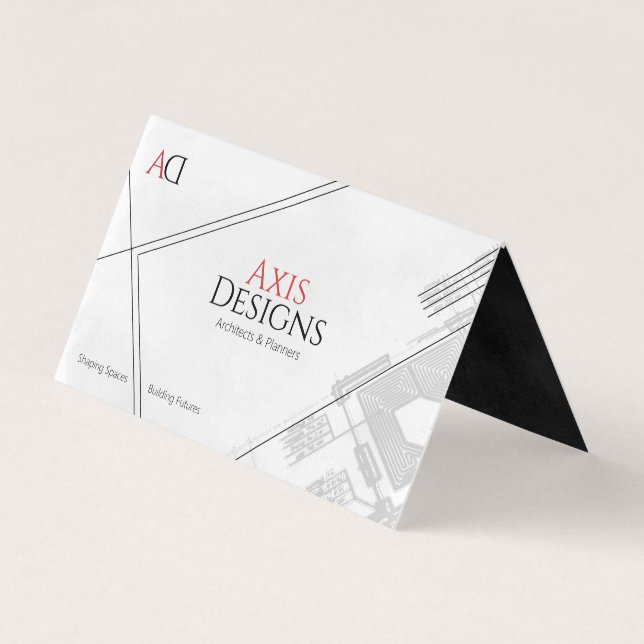 Architect White Outside Black Inside Blueprint Art Business Card (Front)