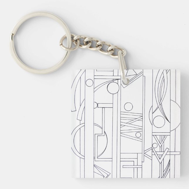 Architect's Dream-Modern Bauhaus Geometric Art Key Ring (Front)