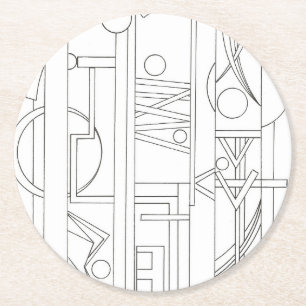 Architect's Dream-Modern Bauhaus Geometric Art Round Paper Coaster