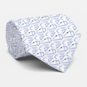 Architects Tiny Drafting Tools White Blue Tie