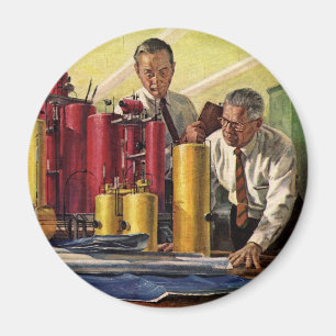 Architects Working in an Office, Vintage Business Magnet
