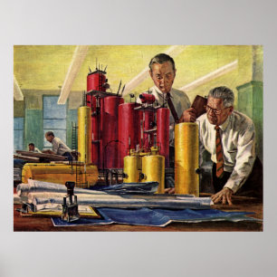 Architects Working in an Office, Vintage Business Poster